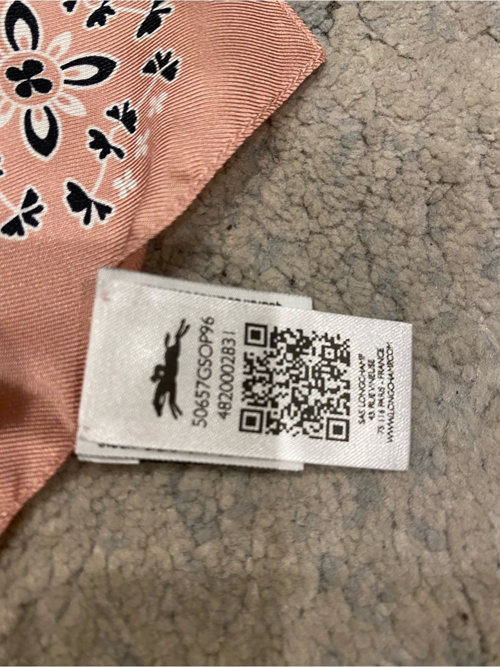 LONGCHAMP Blush Pink Paisley Square Bandana Scarf - Picture 3 of 4